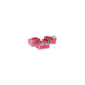 Red Women Acrylic Cosmetic Case Custom Jewelry Storage Boxes With Trays