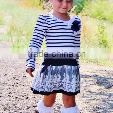 popular style stripe floral wholesale custom girls dress