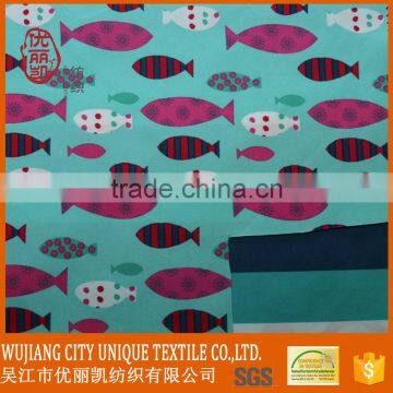 cartoon colorful fish 100% polyester microfiber peach skin fabric for children beach pants