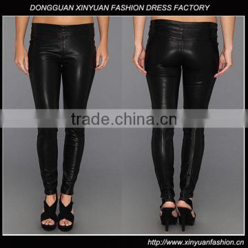 Womens Fashion Stretch Black Leather Legging