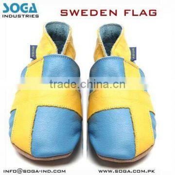 Sweden country flag fashion baby shoes .