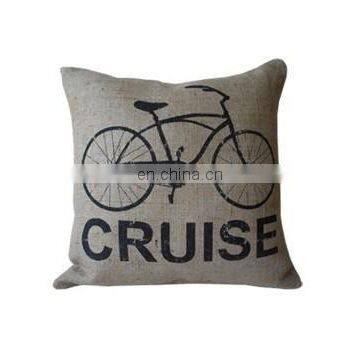 pure linen cushion cover with customized printing designs on white/natural color