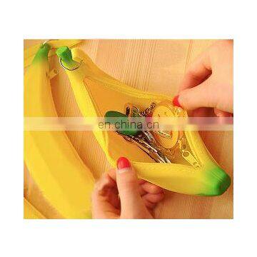2017 Novelty Funny Silicone Portable Yellow Banana Coin Pencil Case Unique Purse Bag Wallet Pouch Keyring Hot Selling photo-5