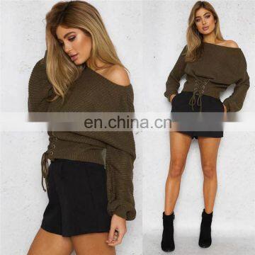 Latest oblique belly bandage women sweater long sleeves warmer sweater for wholesale KMY1095