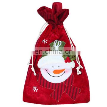 42*27CM Medium Drawstring Cloth Kid Christmas Gift Bag and Candy Bag - Red Snowman