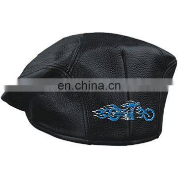 HMB-903B8 LEATHER GOLF CAPS KEPI CAP BLACK MIX SIZES HAT MOTORCYLCE