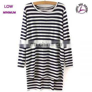 Stripes elongate long sleeve tshirt custom make longline t shirt