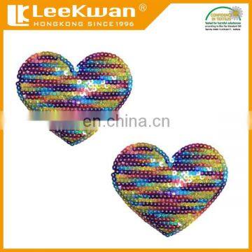 Colorful Sequin Heart Sticker Patch,Sequin Heart Vintage Applique,Sticker Sequin Heart Patch