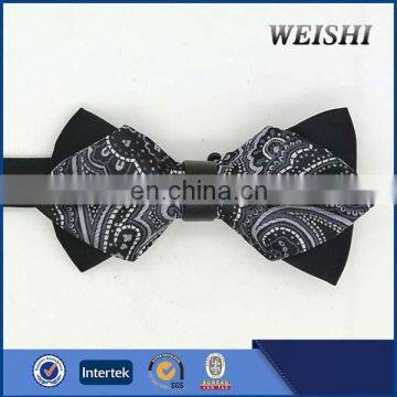 Fashion Cool Black Diamond Microfiber Floral Bow Tie