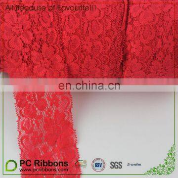 100 yards red 5.5 cm lace elastic ribbons in factory price