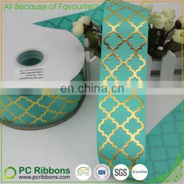 Gold foil print grosgrain ribbons