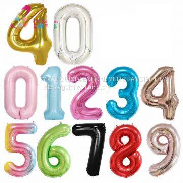 high quality 40 inch number 0-9 balloon golden stock fast delivery