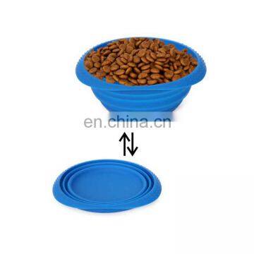 Custom color Non-toxic portable travel outdoor foldable silicone pet dog bowl