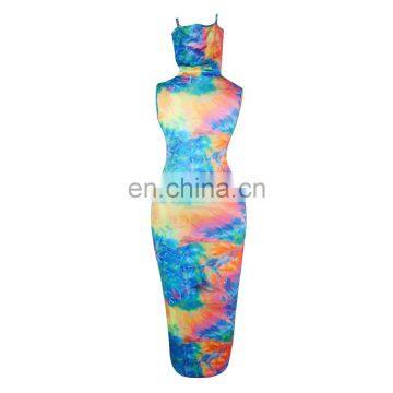 2020 New Arrivals Women Tie Dye Casual Dresses Ladies Bodycon Long Dresses Women Sleeveless Summer Dresses photo-7