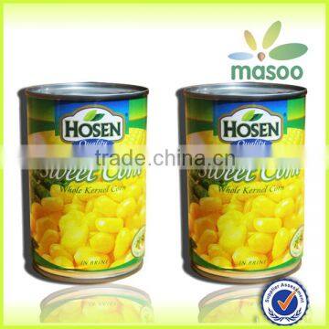 Masoo rich export experiences of canned corn/canned sweet kernel corn