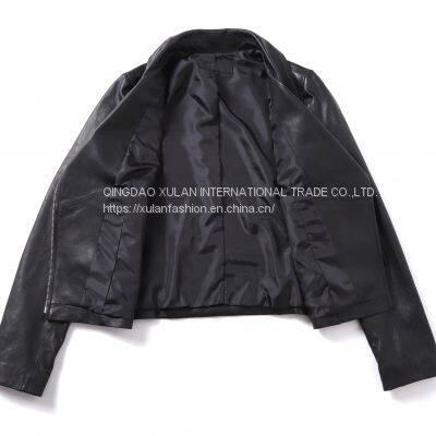 2021NEW FASHION LADIES' GENUINE SHEEPSKIN MOTORCYCLE LEATHER JACKET photo-3