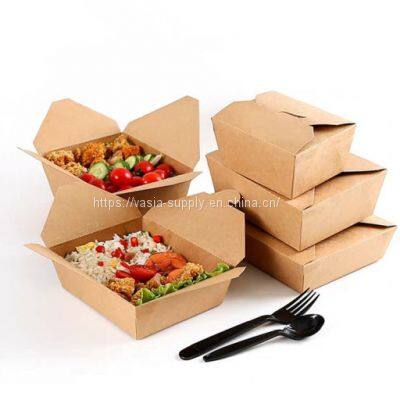 Chinese disposable paper lunch containers kraft paper to go boxes restaurant food packaging