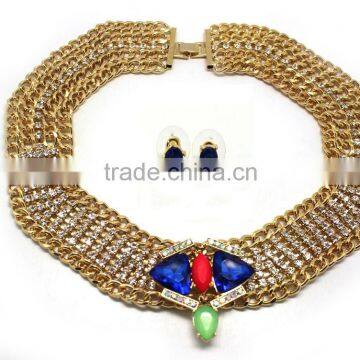 Newest Fashion 2015 High Quality Set Jewelry Wholesale Dubai Gold Jewelry Set Imitation Diamond Jewelry Set photo-2