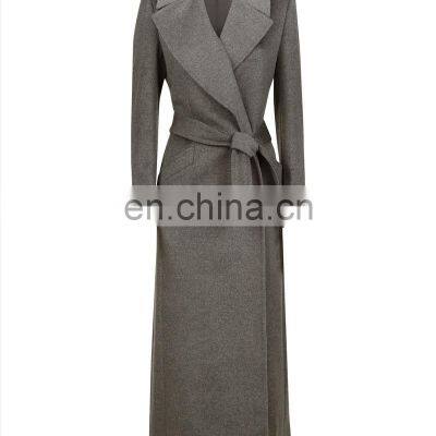 Europe Fashion Cashmere Long Coats Woman Wear Wool Blend Coat Wholesale Coat With Belt photo-5