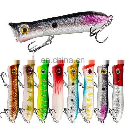 8cm 11g 10 colors 3D Bionic eyes Saltwater Fish Baits with Treble Hooks  Floating Popper Bait Fishing