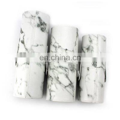 Wholesale Marble Texture Leather Nail Brushes Holder Cosmetic Kits Cup Holder cylinder for Crystal Acrylic Nail brush tools