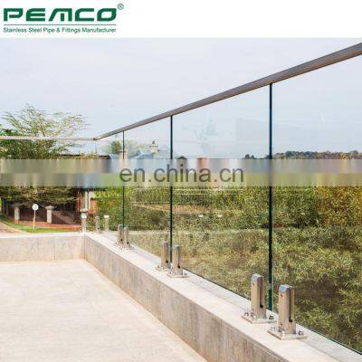 Custom Decorative Frameless Tempered Stainless steel balcony mirror polished Swimming pool outdoor Glass fence