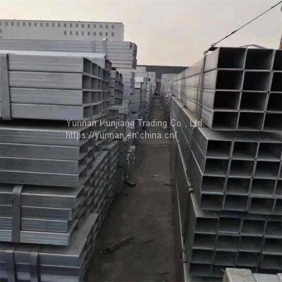 Yunnan Q235 square tube wholesale hot dip galvanized square tube 40 * 80 * 3 square tube Kunming sales square tube