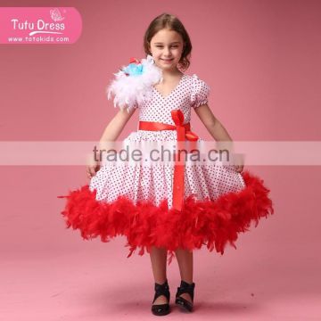 Hot Sale Girl Feather Tutu Dress Pageant Dress Girls Feather Dress