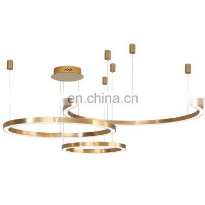 Modern Fancy Aluminum Round Design LED Ceiling Light Hanging Multi-circular LED Circle Ring Chandelier Pendant Lamp