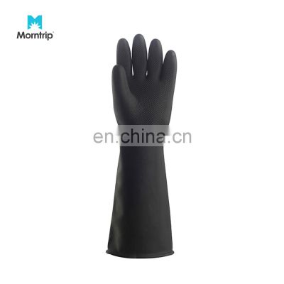 Black Neoprene Handling Reinforced Strongest Chemical Protection Safety Durable Rubber Gloves