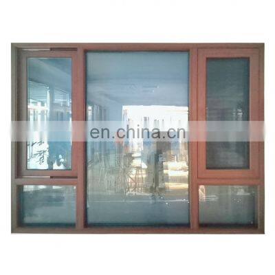 Black Aluminum double hinged triple casement window with folding screen blinds art designer