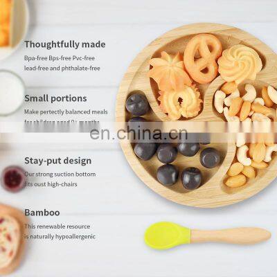 Weaning Natural Bamboo Baby Plate With Soft Silicone Spoons For Baby photo-4