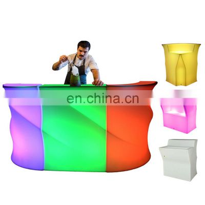 rechargeable plastic led glowing cocktail table illuminated bar counter outdoor event party club led furniture beach bar mobile