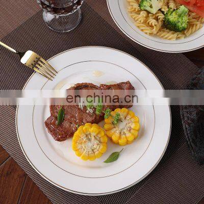 Hot Sale Biodegradable Disposable Plastic Restaurant Wedding Charger Plate, Red Gold Rim Dinner Plastic Plates photo-5