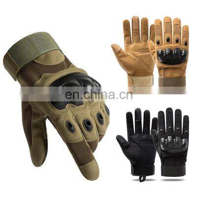 Winter Warm Brushed Green Black Safety Outdoor Sport Touch Screen Full Finger Motorcycle Combat Tactical Gloves