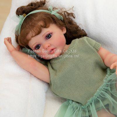 In Stock 22 Inches Cute Girl Reborn Doll Full Body Soft Vinyl Simulation Baby Doll One Piece photo-5