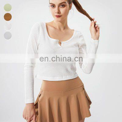 Quick Dry Top Selling Outdoor Sportswear Gmy T Shirt Breathable Perspiration Women Long Sleeve Yoga Clothing Workout Fitness Top photo-4