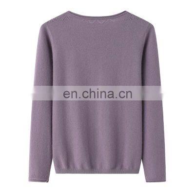 Super Soft 100% Cashmere Sweater for Women Custom Logo Knitted With Chinese Style Crew Neck Solid Pattern for Winter photo-2