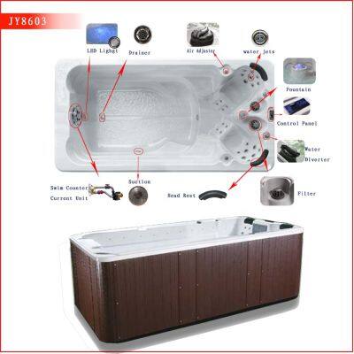 OEM Large Swim Spa Cover Swimming Pools 4 Meter Swimspa With Led Waterfall photo-4