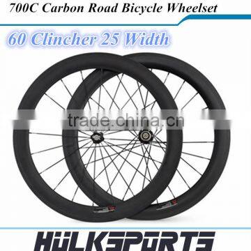 2016 Carbon wheels 25mm width of carbon road bike wheels disc brake wheelset 700C road clincher bicycle wheel set