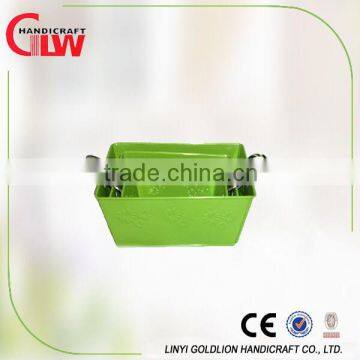square green mental basket with handle, handicraft,cheap storage basket