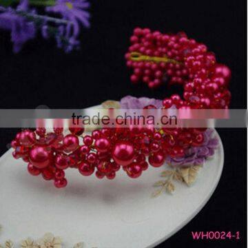 Luxury Red Beads Bridal Wedding Hair Accessory Fashion Hair Band