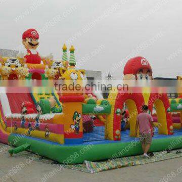 popular mario slide 12x7x8m inflatabe slide bouncer slide