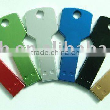 Different Color Metal Key Shape Usb Flash Drives With Laser Logo Print