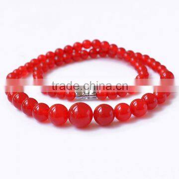 Natural Stone 6-14mm Red Agate Round Beads Necklace