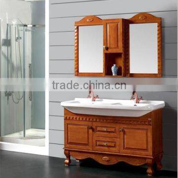 China manufacture double sink wood bathroom cabinet