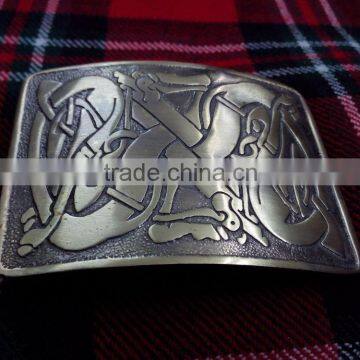 Celtic Design Kilt Belt Buckle With Antique Finished