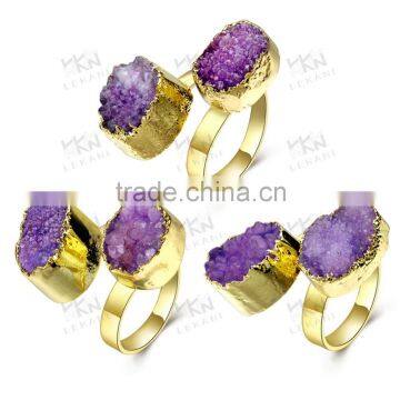 Purple Double Natural Stone Gold Ring Designs for Men photo-4