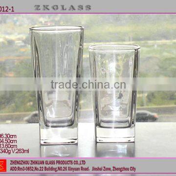 High quality transparent square glass cup;necessary clear square glass cup;Square Bottom Long Drink Glass Cup