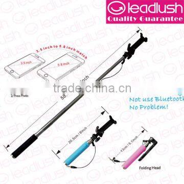 Wired monopod, selfie stick with cable, mini size